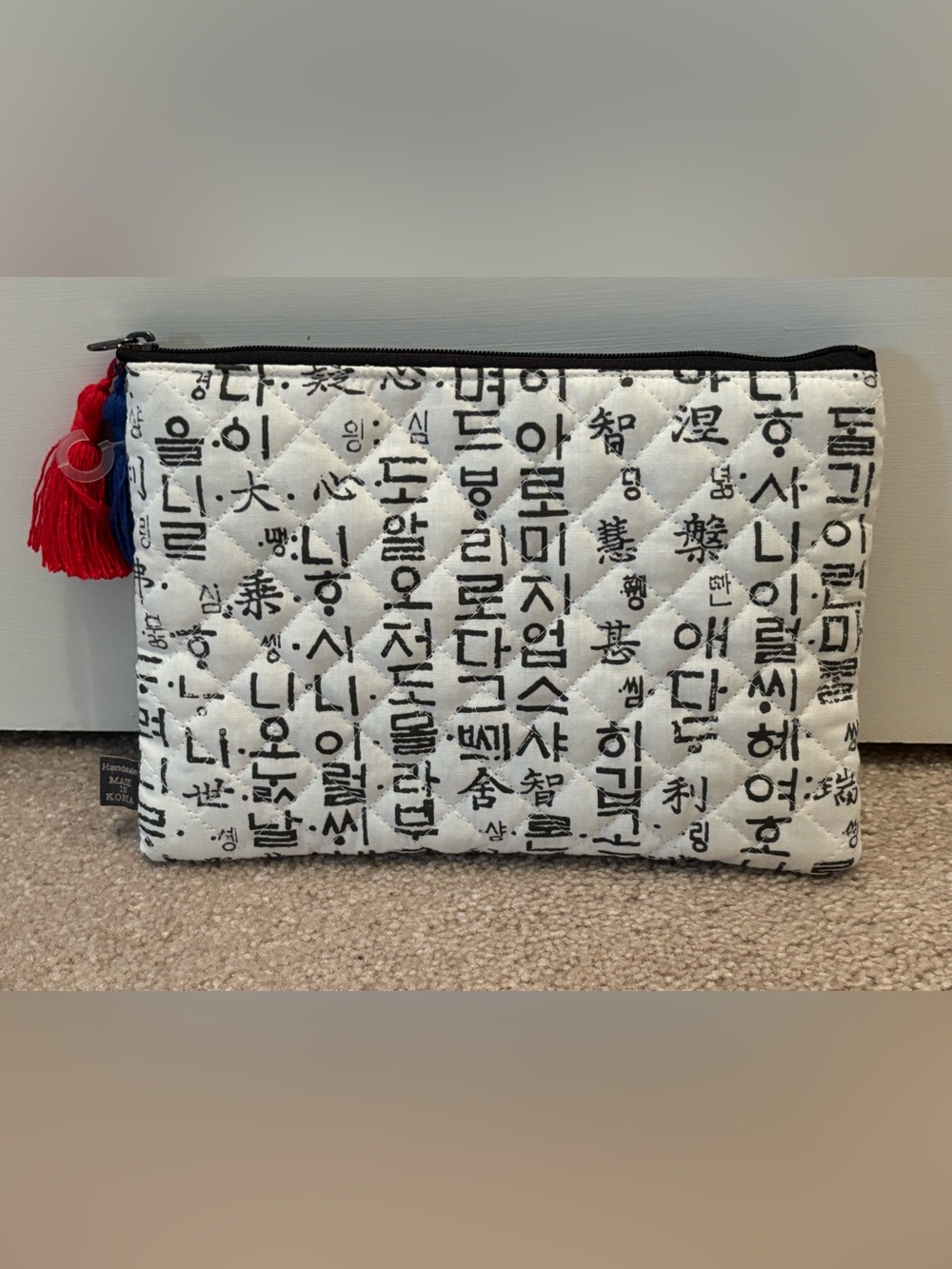 Korean Traditional Zip Tassel Pouch Cosmetic Bag Zipper Calligraphy Bag